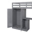 Cama loft tamaño twin con armario y almacenamiento en gris