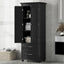 Tall Storage Cabinet with Two Drawers for Bathroom/Office, Black - Korvel