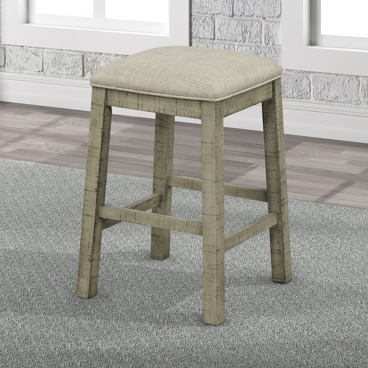 TOPMAX 4 Pieces Counter Height Table with Fabric Padded Stools,Rustic Bar Dining Set with Socket,Gray Green - Korvel