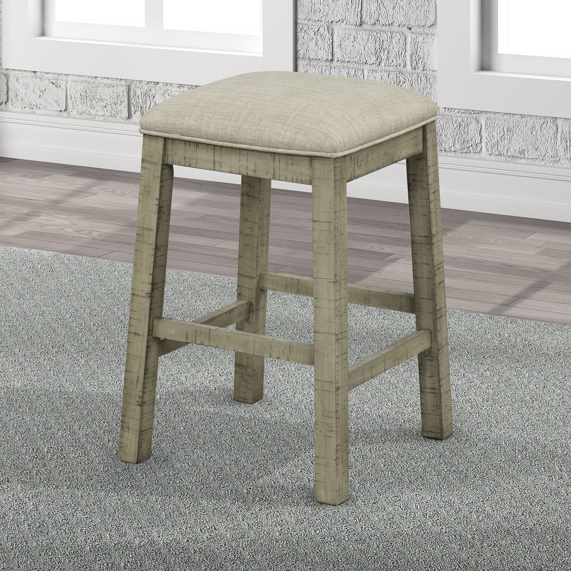 TOPMAX 4 Pieces Counter Height Table with Fabric Padded Stools,Rustic Bar Dining Set with Socket,Gray Green - Korvel