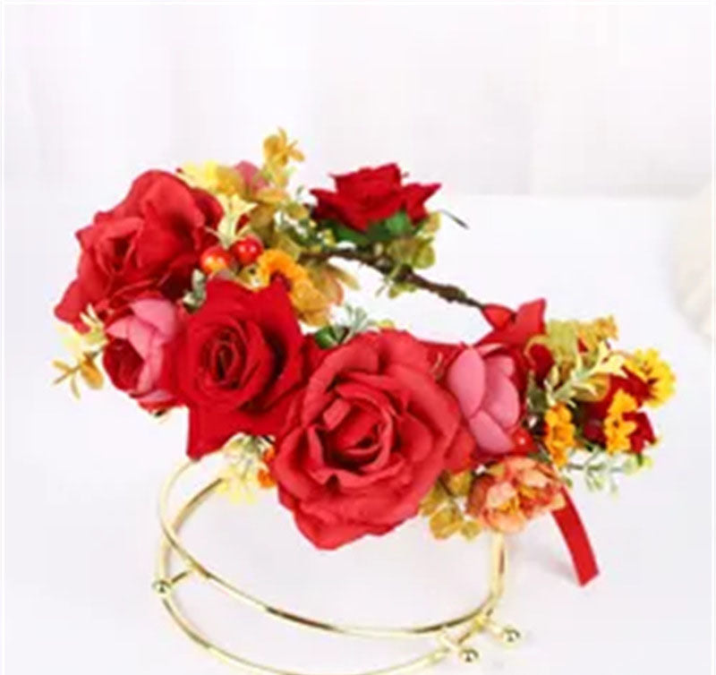 Korean style flower garland headwear, fresh flower crown, fashion show, dance party, flower crown, vacation, countryside props, - Korvel