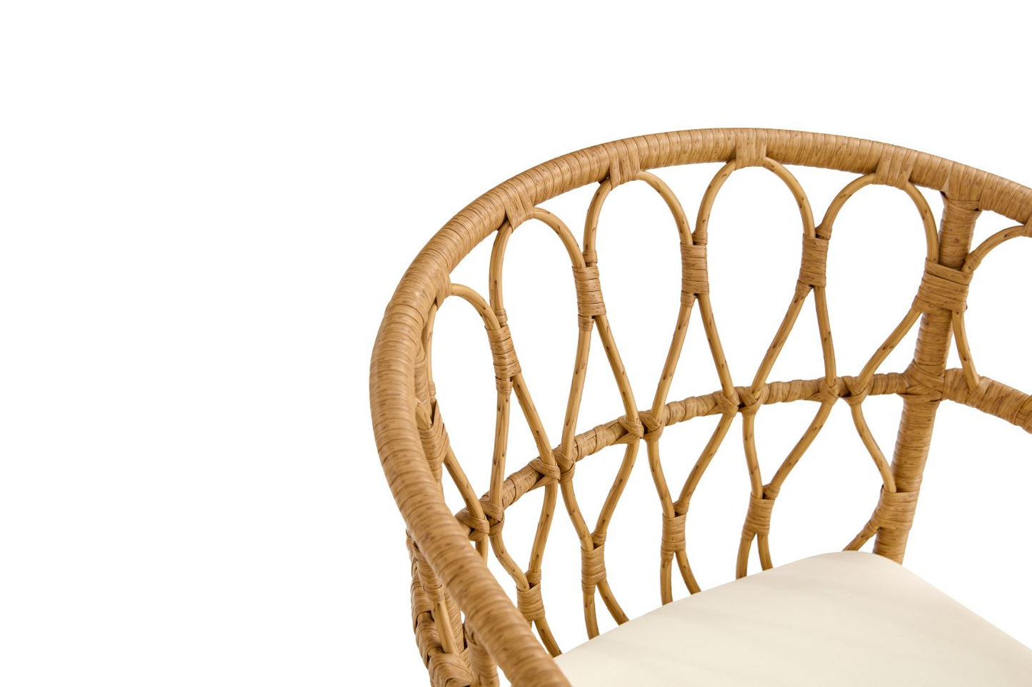 Outdoor dining set of 5 simple bamboo dinning table  PE ratten round table 110CM plastic wood top - Korvel