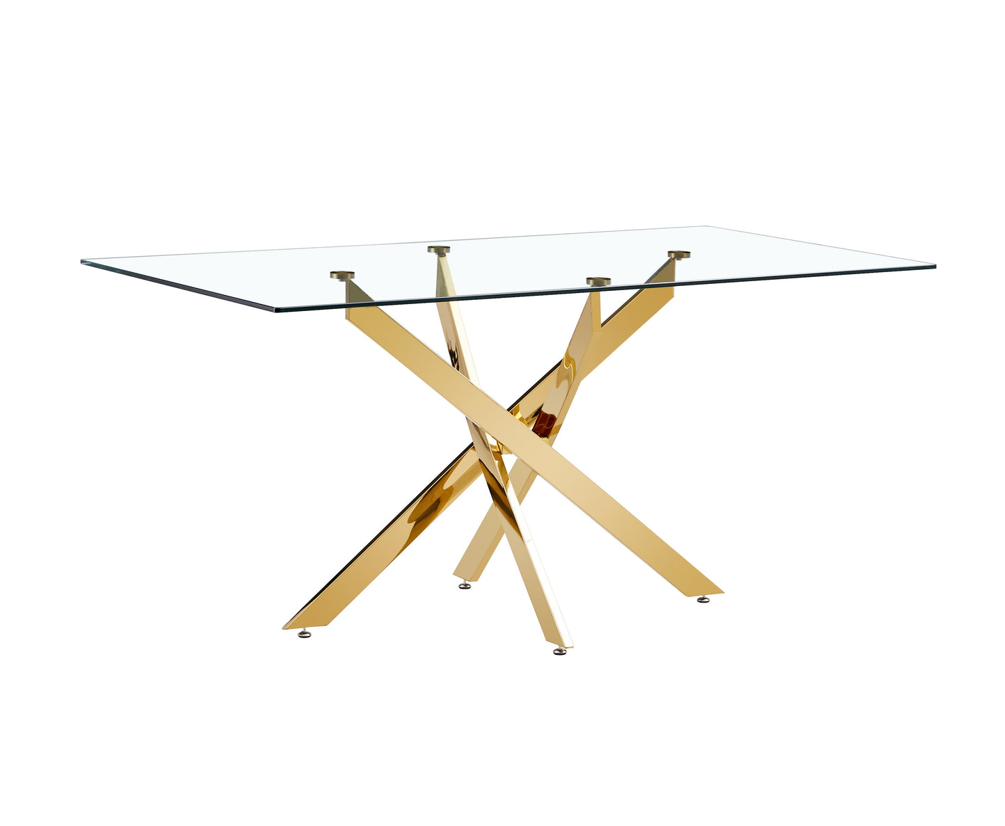 Plateau de Table en Verre Transparent Premium avec Accents Dorés