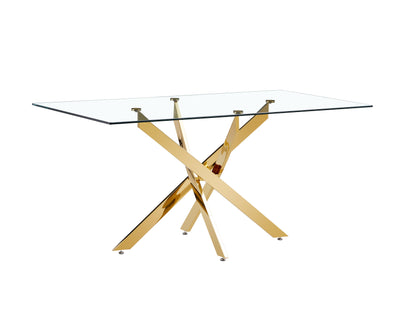 Premium Clear Glass Table Top with Gold Accents