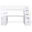 Twin Size Loft Bed with Desk and Shelves  Two Built-in Drawers  Storage Staircase White - Korvel