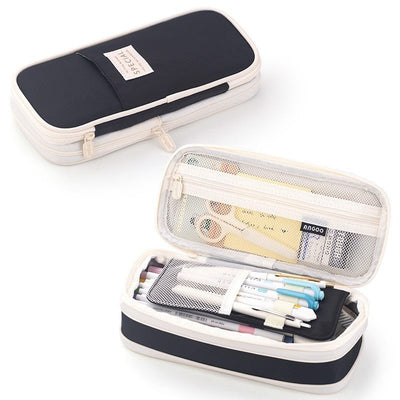 Macaron color block can transform into a large capacity upgraded pencil case stationery - Korvel