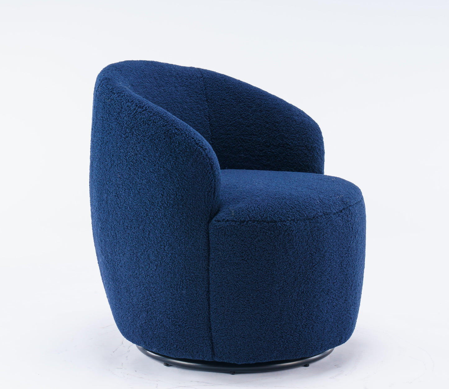 Teddy Fabric Swivel Accent Armchair - Dark Blue