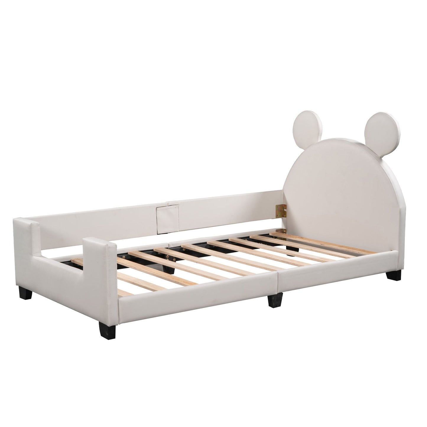Twin Size Upholstered Daybed with Carton Ears Shaped Headboard White - Korvel