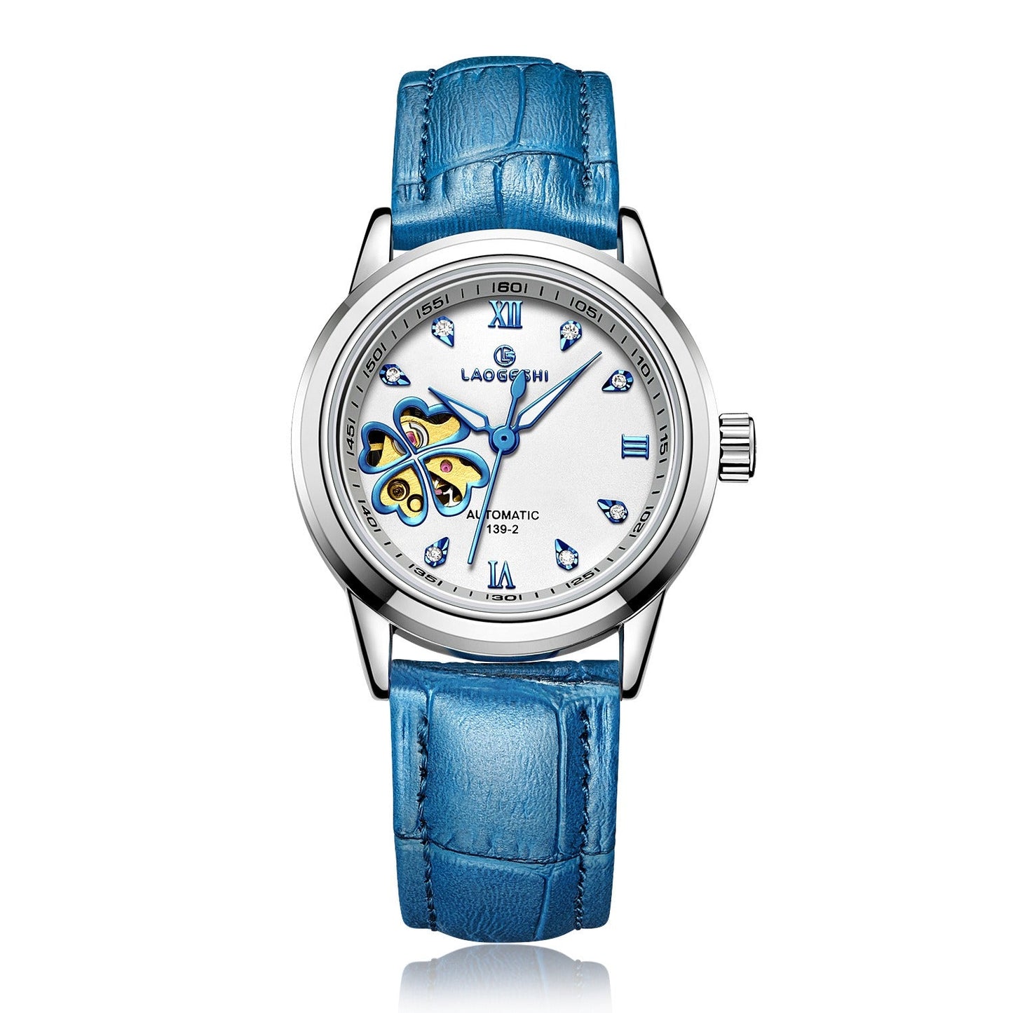 Reloj mecánico automático para mujer LAOGESH con correa de cuero