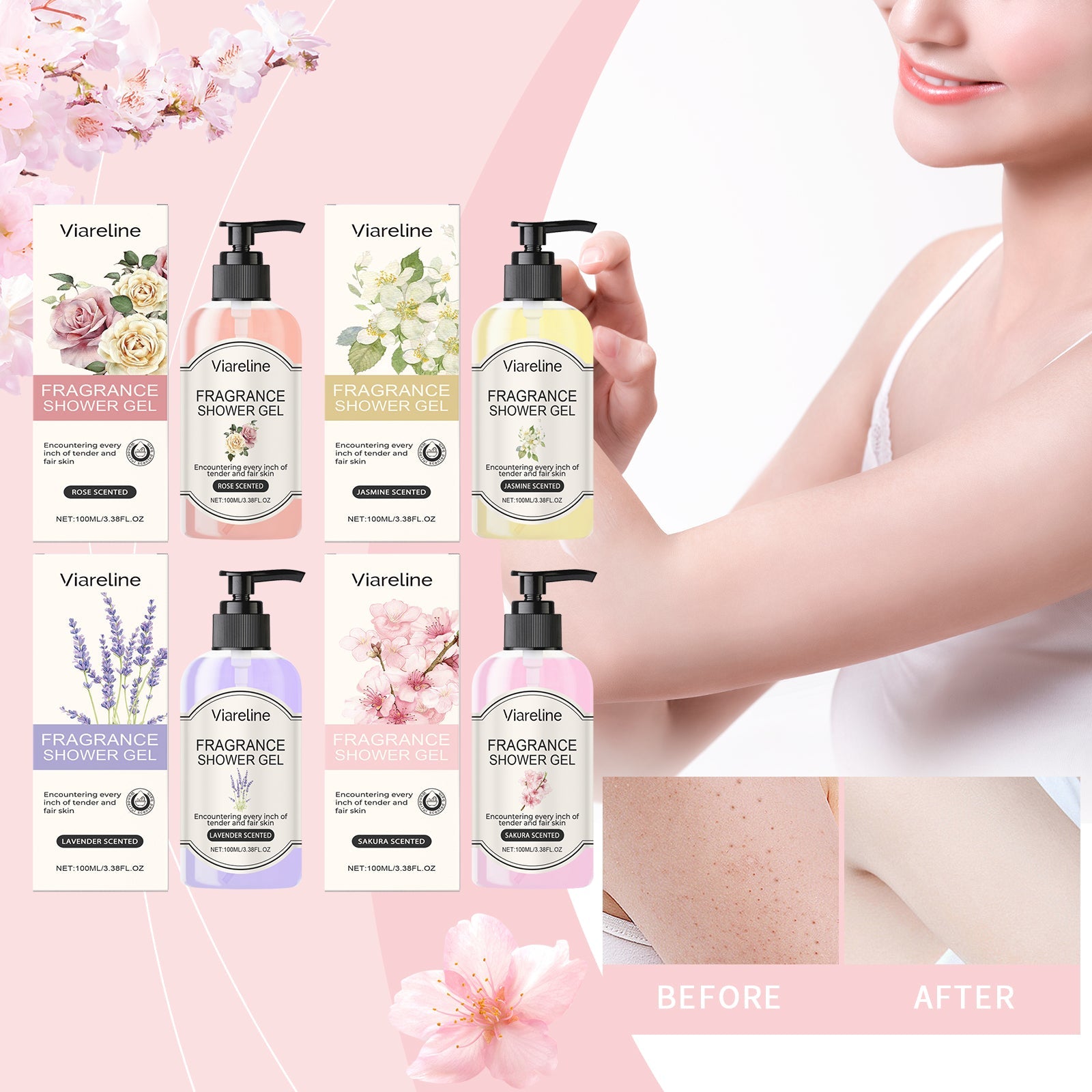 Fragrant Body Wash (Rose Scent) Moisturize And Moisturize Skin To Improve Dry Women's Body Wash - Korvel