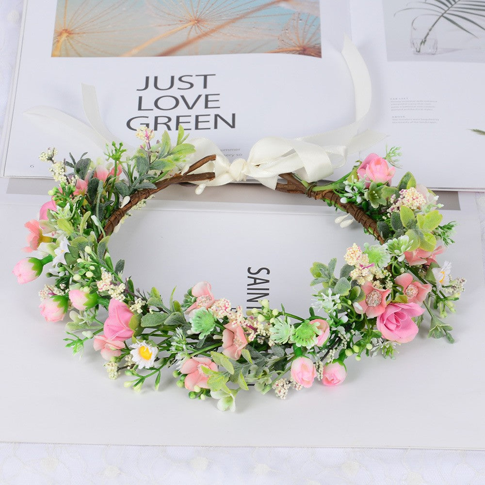 Forest style bride sweet flower headband hair accessories super fairy small floral accessories and makeup styling photography photography travel photography - Korvel