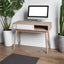 Kitchen Mid-Century Table Writing Desk with 2 Push-pull White Panel Drawers and Wood Legs, Natural Color - Korvel