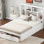 Full Size Platform Bed with Storage Headboard and 2 Drawers, White - Korvel