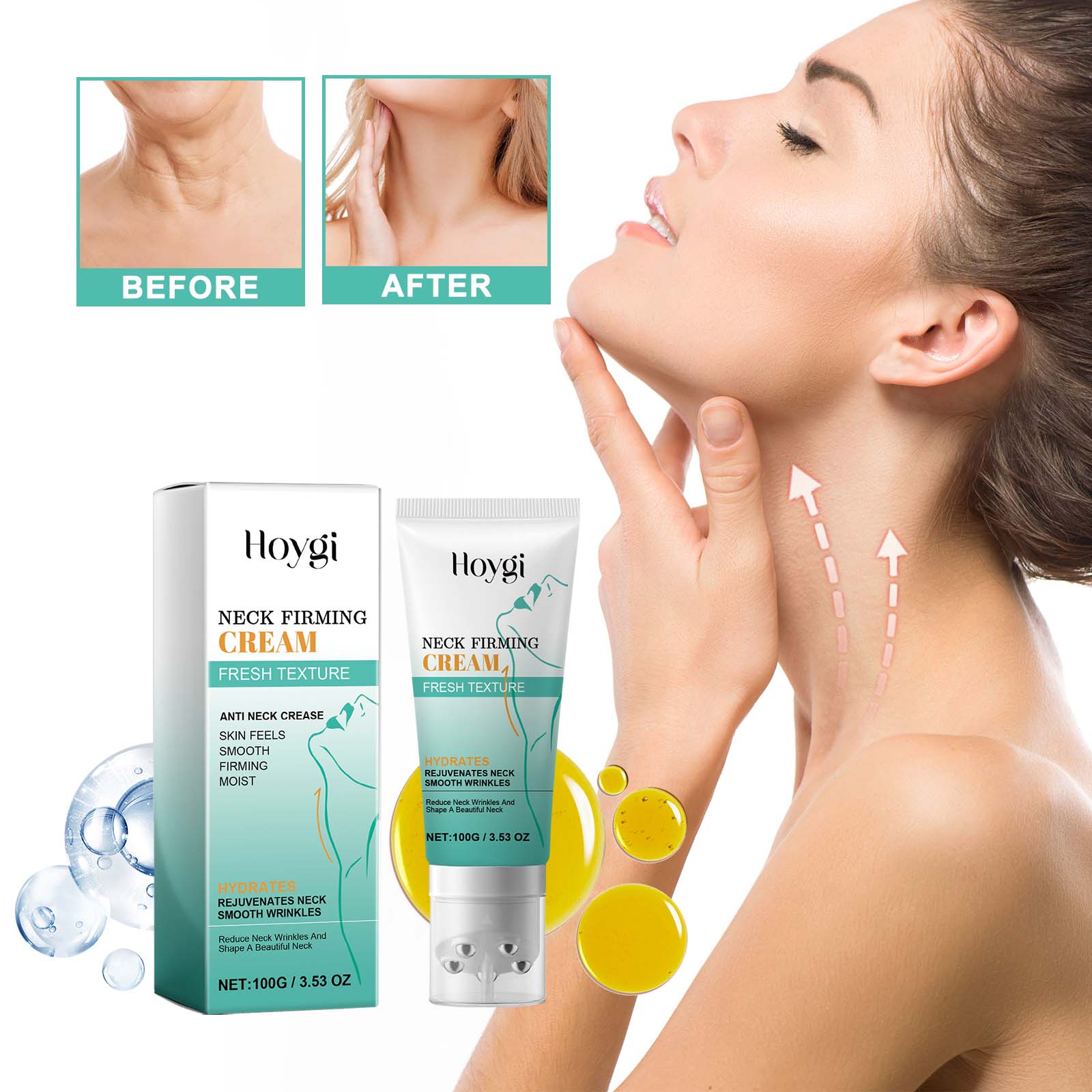 Neck Firming Cream, Lighten Neck Lines Firming Brightening Skin Hydrating Anti-Wrinkle Firming Lifting Cream - Korvel