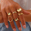 Ingemark 6Pcs Punk Irregular Hollow Metal Cuff Rings Set for Women