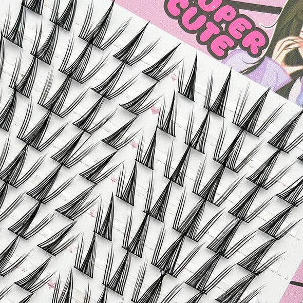 Large-capacity self-grafting eyelashes cartoon pure desire simulation natural single cluster butterfly girl 10 rows of sunflower - Korvel
