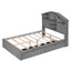Full Size Wood Platform Bed with Storage Headboard - Gray