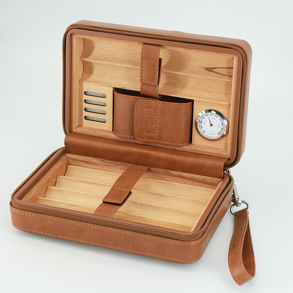 Cedar Wood Cigar Box Zipper Pack - 6-Piece Set