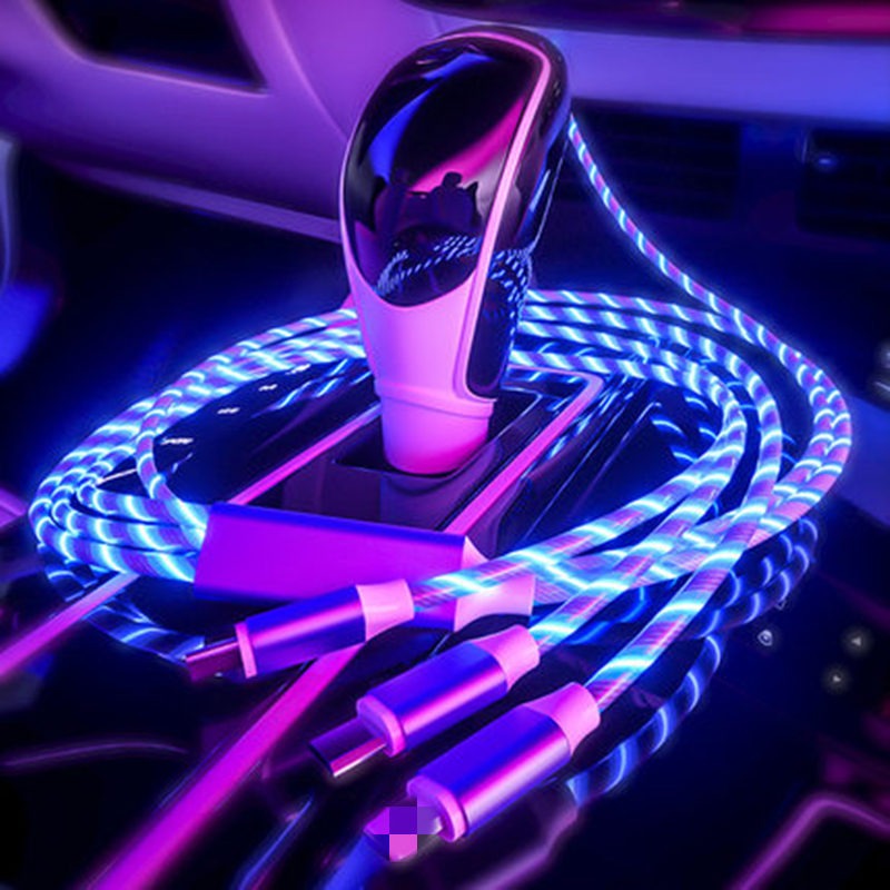 Multi-Head 3-in-1 Charging Cable with Light Emission