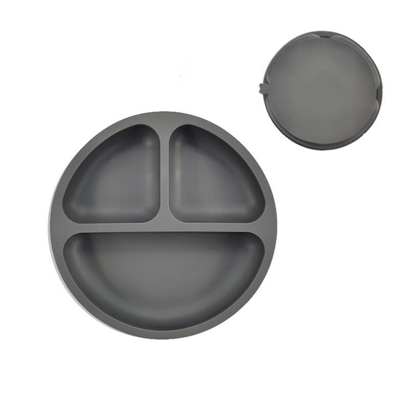 Children's Silicone Dinner Plate Infant Feeding Tableware Set Baby's Complementary Food Division Big Suction Cup Smiling Face Silicone Dinner Plate - Korvel