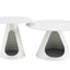 set of 2 coffee round tables with a marble-look top and steel base with 2 cat beds multifunctional and stylish entable - Korvel