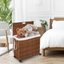 Laundry Hamper With Lid PE Rattan Powder Coating Frame Clothes Hampers with 02 Removable Bags, Wheels, 160L, Brown Color - Korvel