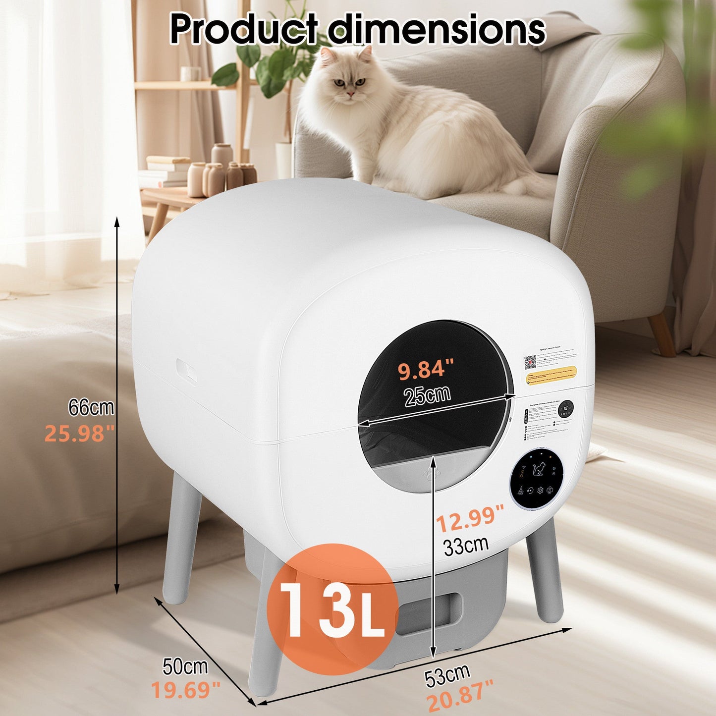 Automatic Smart Cat Litter Box, Large Capacity Self-Cleaning Litter Box with Infrared/Gravity/Ambient Light Function(Model B) - Korvel