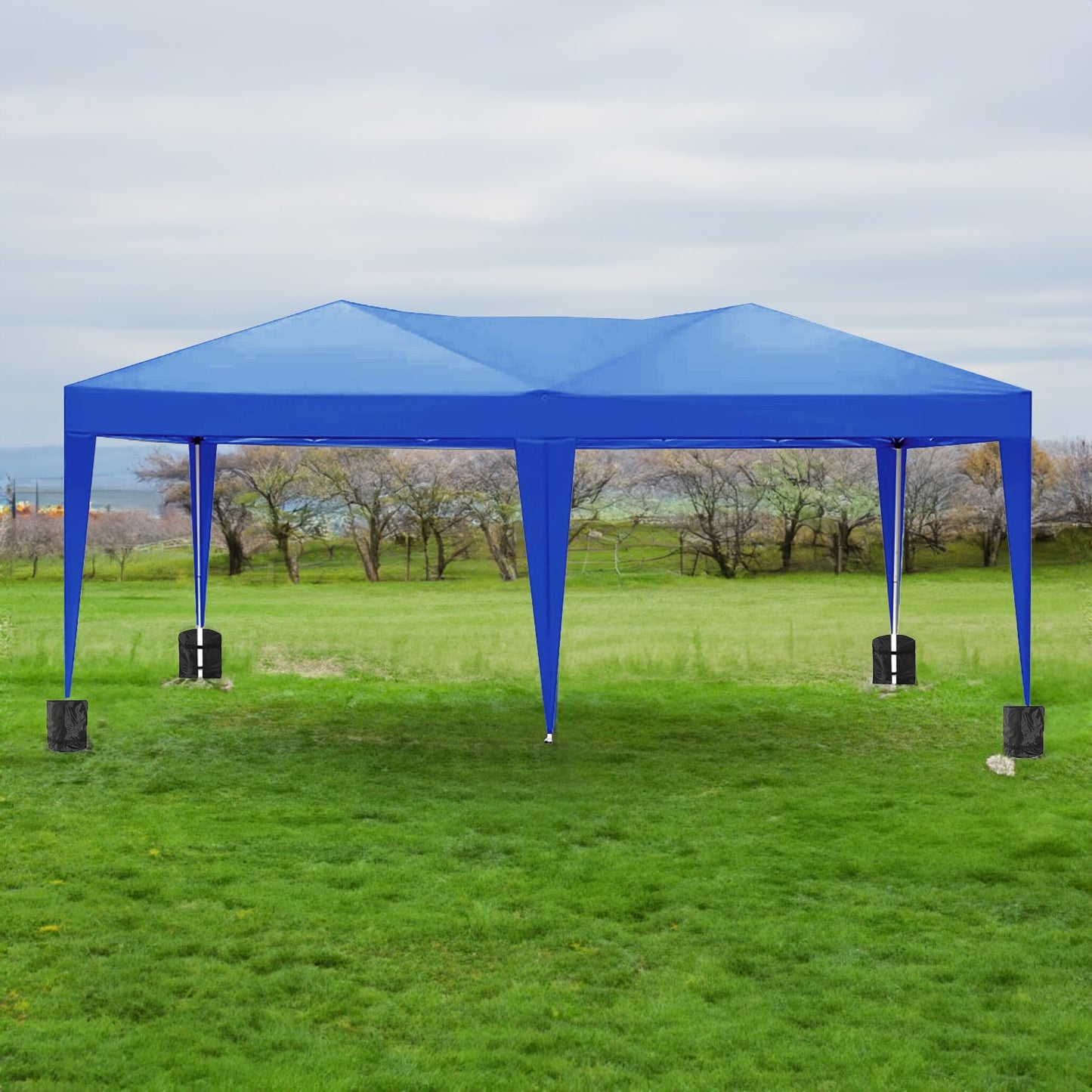 10'x20 'folding canopy with 6 detachable side walls outdoor activity shelters UPF 50+terrace portable tent (blue) - Korvel