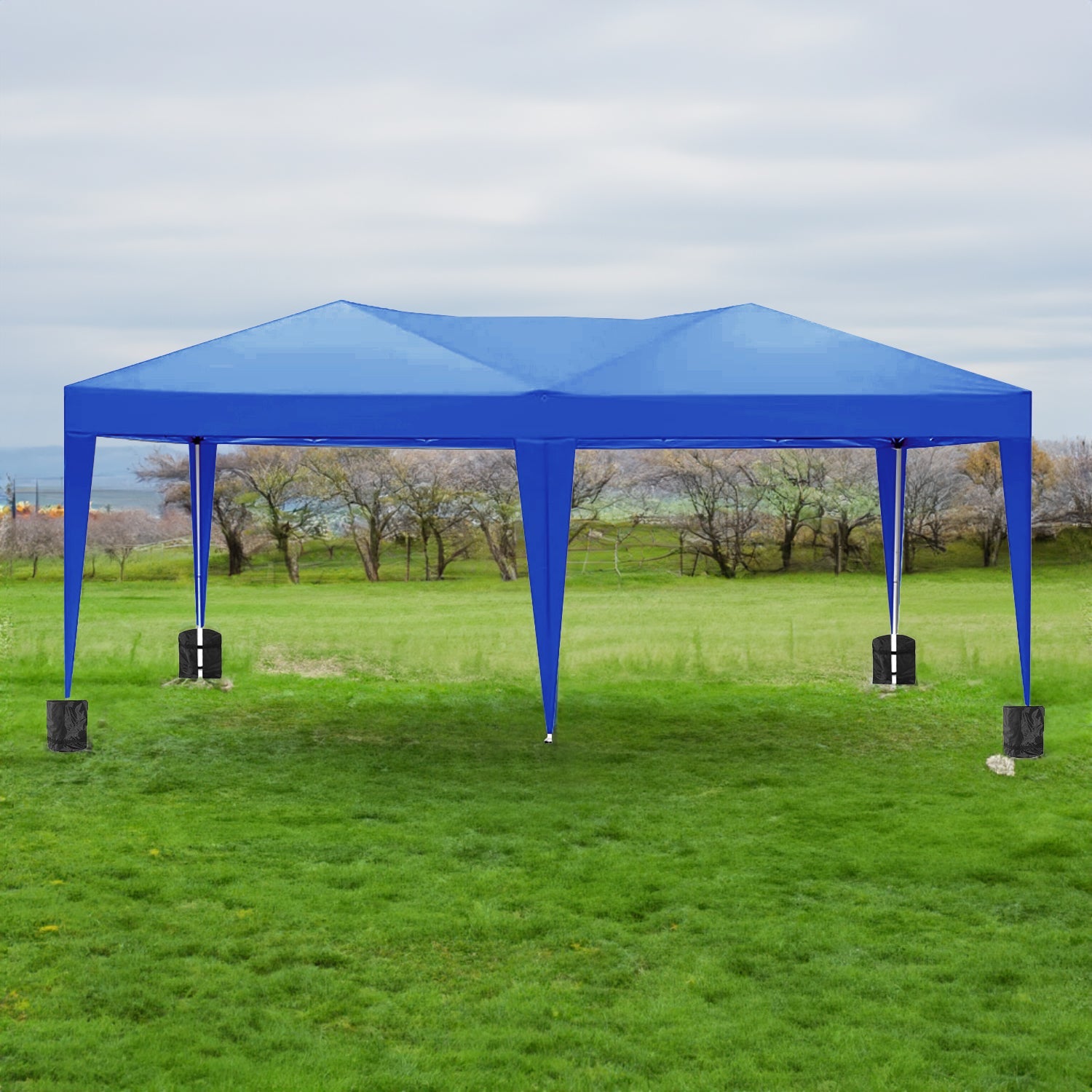 10'x20 'folding canopy with 6 detachable side walls outdoor activity shelters UPF 50+terrace portable tent (blue) - Korvel