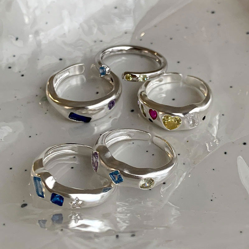 Anillo de Diamante de Circonita de Color Dopamina Love para Mujeres