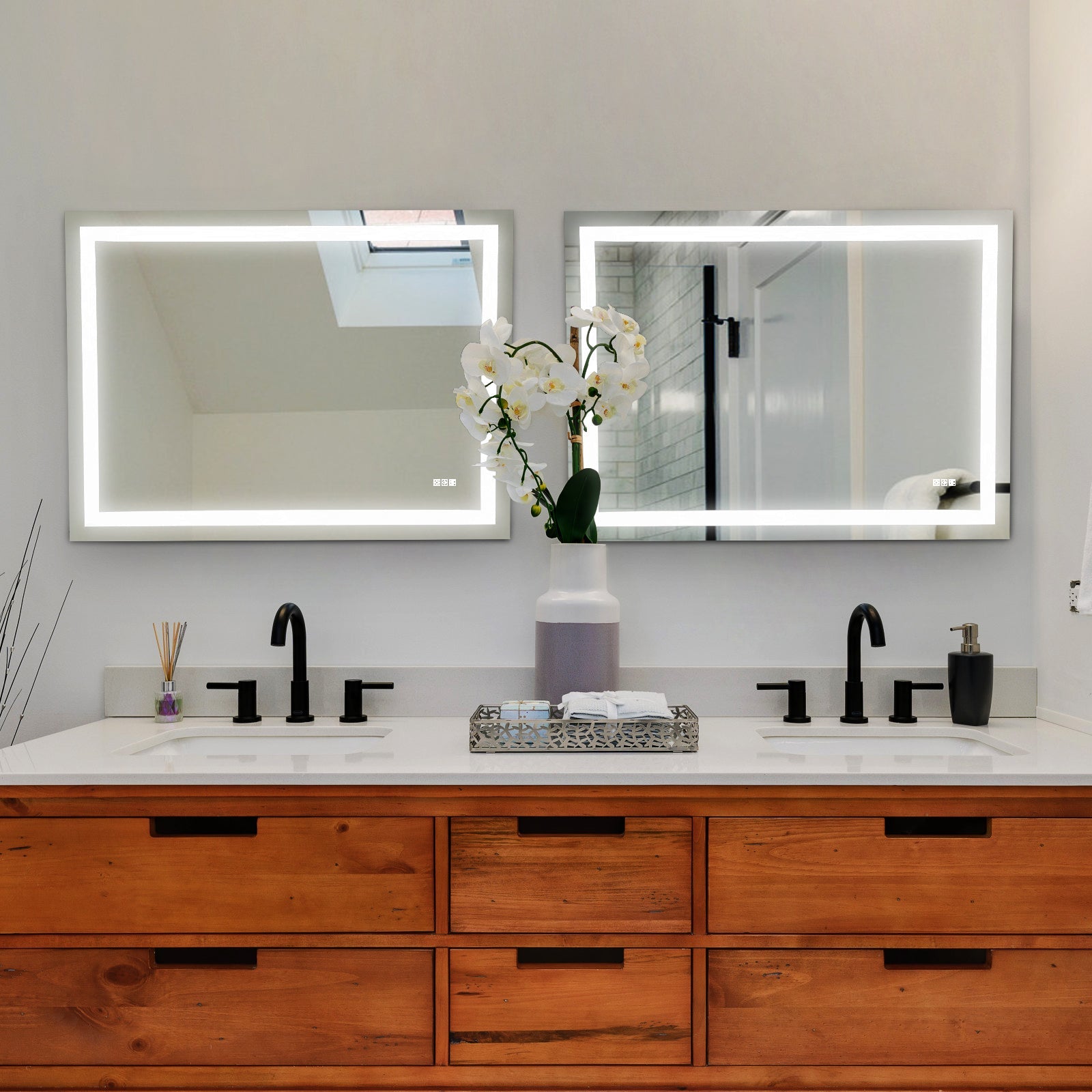 LED Bathroom Mirror 48x 36 Inch with lights, anti-Fog & Dimming Led Bathroom Vanity Mirror - Korvel