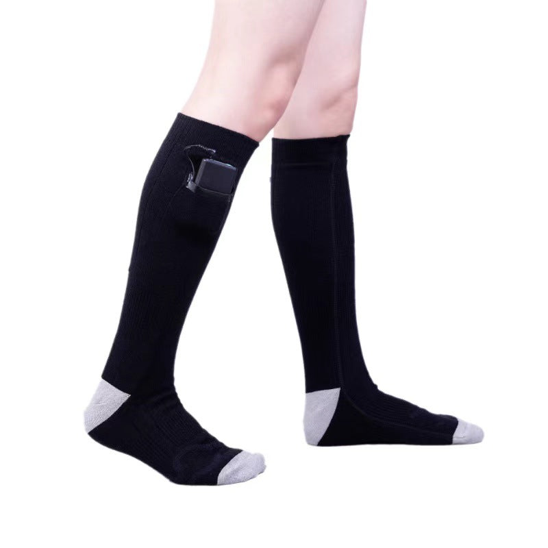 Hot socks for winter warmth, electric socks with USB charging, long tube, cold resistant socks for men and women, warm feet for winter heating - Korvel