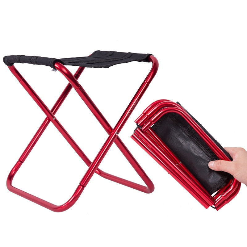 25*22.5*27cm Outdoor Aluminum Folding Stool Chair Small Fishing Stool Chair Portable Camping Outdoor Fishing Chair Fishing Tool - Korvel