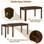 TOPMAX 65 "5-piece set with wheels and expandable dining table set 17.7" pull-out side table and small dining chair Brown - Korvel