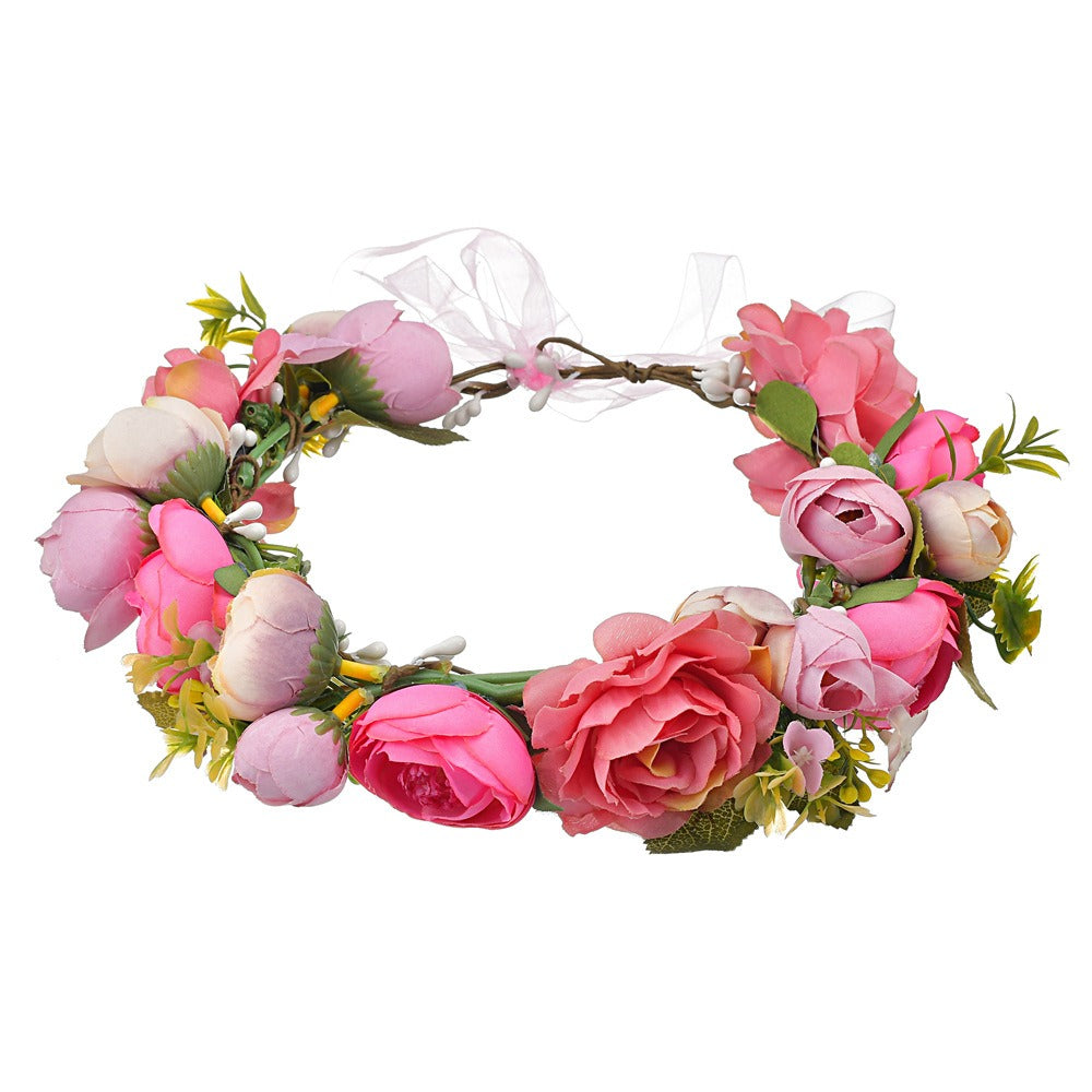 Bohemian floral hairband bride photo shoot bride hair accessories - Korvel