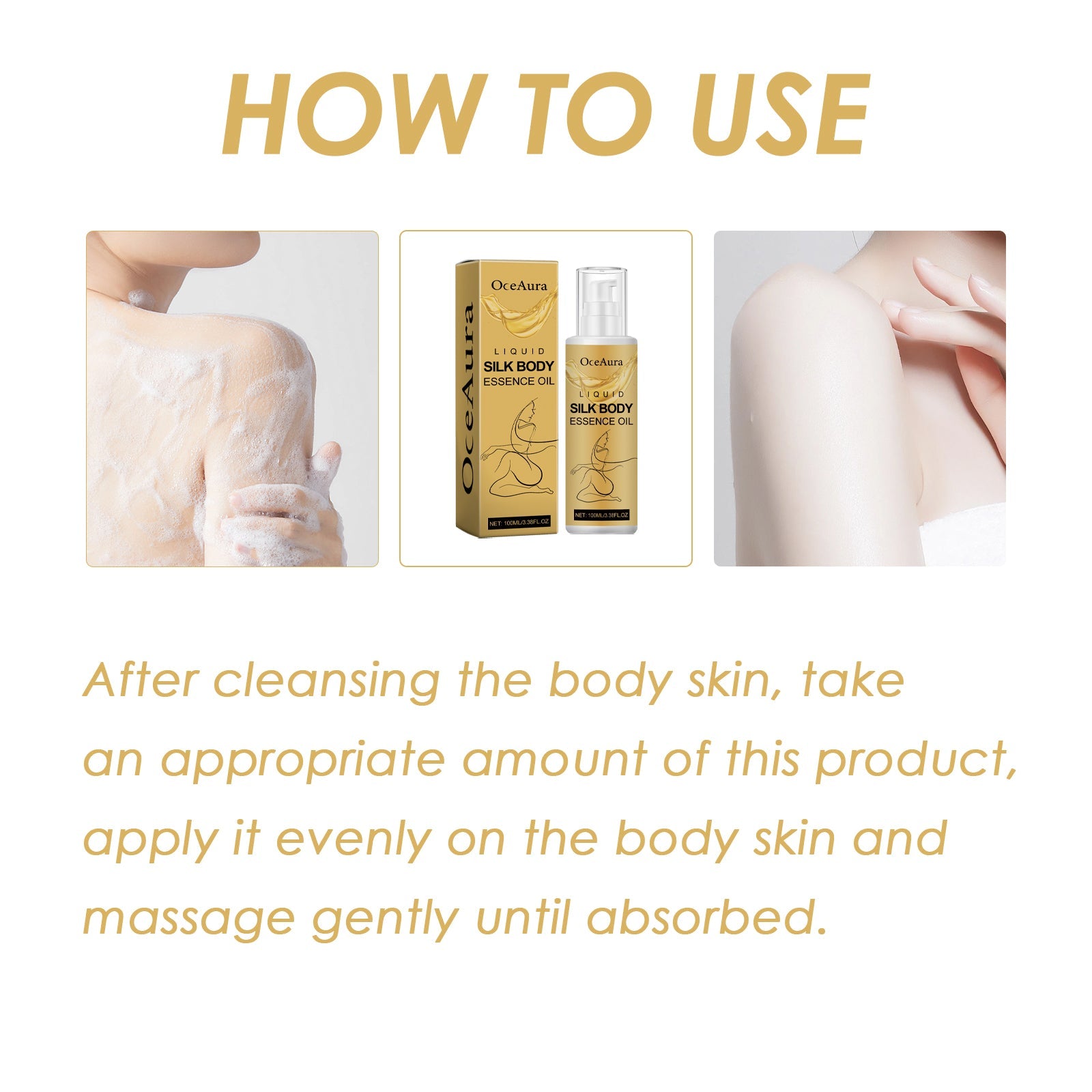 Liquid Silk Body Essence Oil, Firming Skin Filling Water Tender Skin Moist Fresh And Not Greasy Skin Oil - Korvel