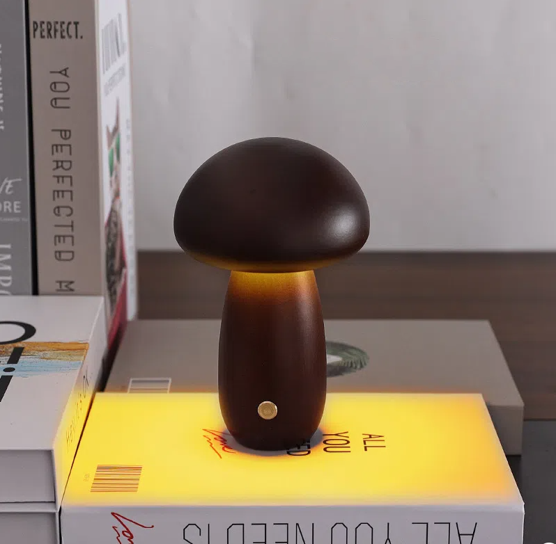 Mushroom lamp, LED charging night light, creative desk lamp, bedroom minimalist touch switch, ambient light, gift - Korvel
