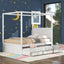 Elegant Queen Size Canopy Platform Bed with Trundle & Storage