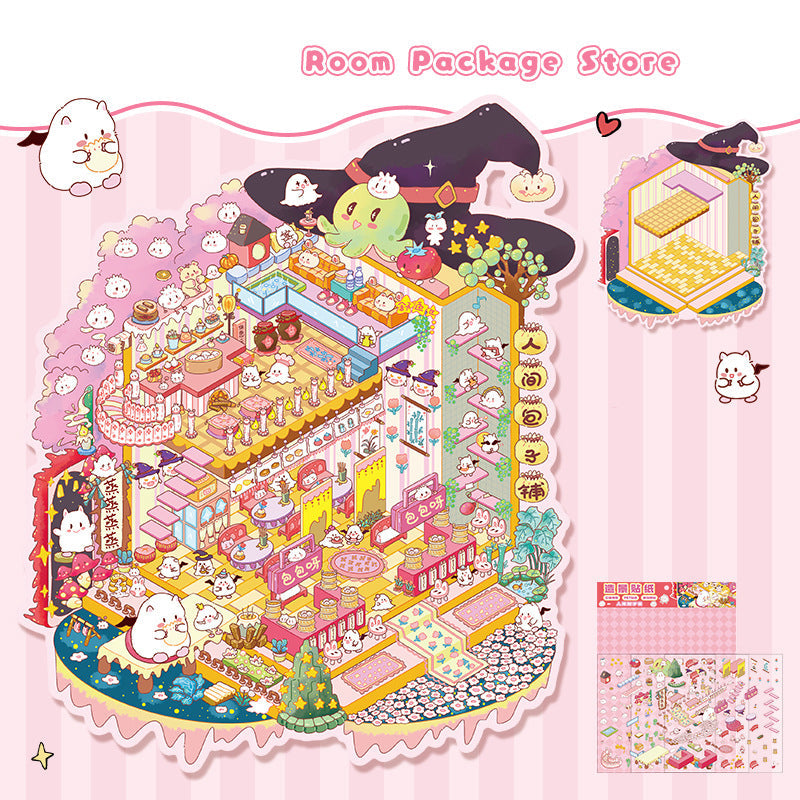 Landscape stickers large 3D stereoscopic scene collage miniature scene ledger stickers DIY stickers - Korvel