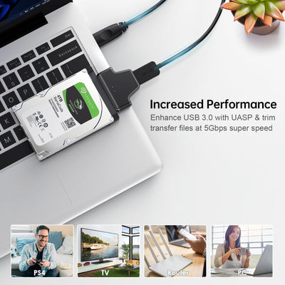 USB 3.0 to SATA Easy Drive Cable 7+15 Laptop Hard Drive Adapter - Korvel