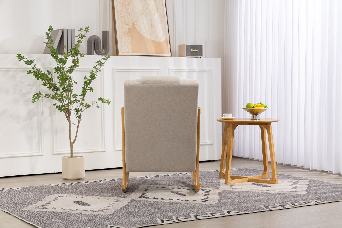 Chaise Berçante Rembourrée Classique avec Coussin Lombaire