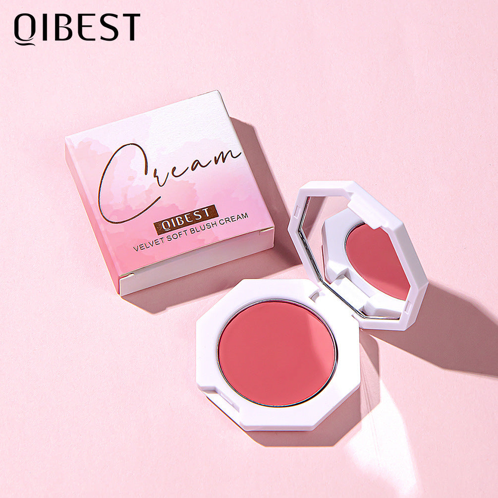 QIBEST Velvet Blush Cream - Crema de Colorete de Acabado Natural