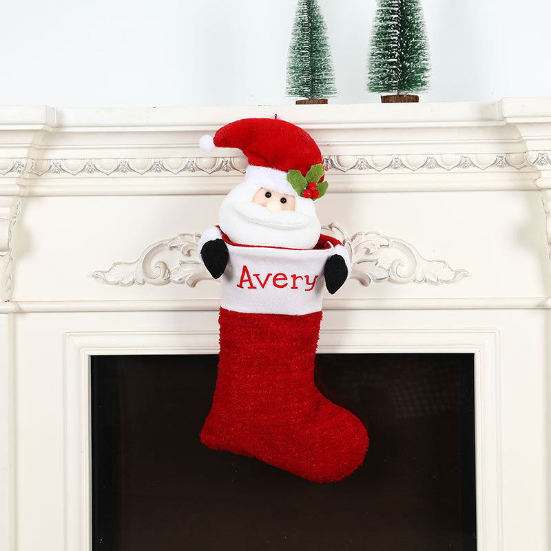 Christmas Decorations Single Head Hug Christmas Socks Gift Bag Candy Bag Christmas Eve Bedhead Pendant - Korvel