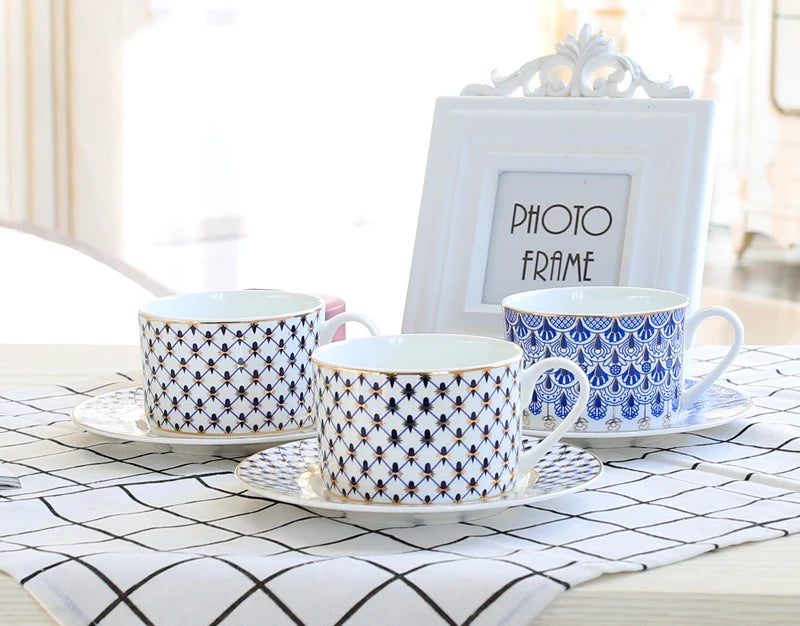 Fine Bone China Coffee Cup & Saucer - Russian Design