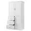 Tall and Wide Storage Cabinet with Doors for Bathroom/Office, Three Drawers, White - Korvel