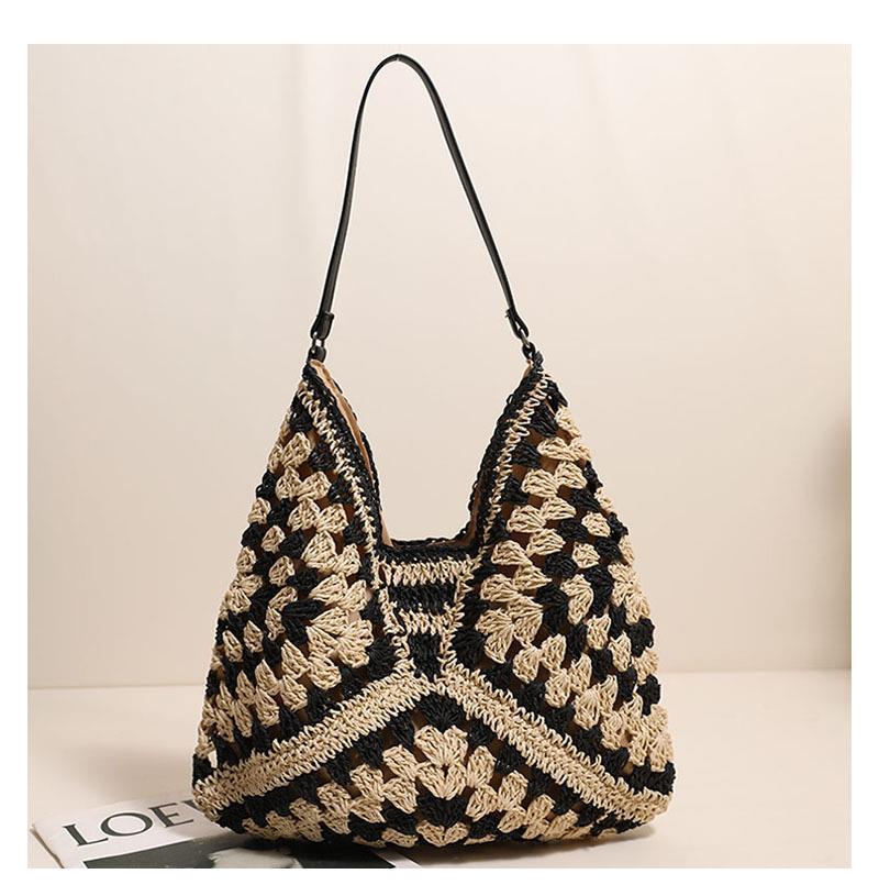 Hollow out straw woven bag woven belt armpit bag - Korvel