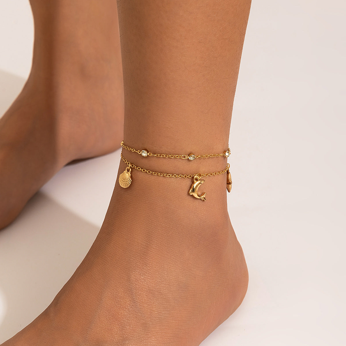 Beach Anklet Star Butterfly Chain Imitation Pearl Foot Chain Ocean Wind Shell Dolphin Foot Jewelry - Korvel
