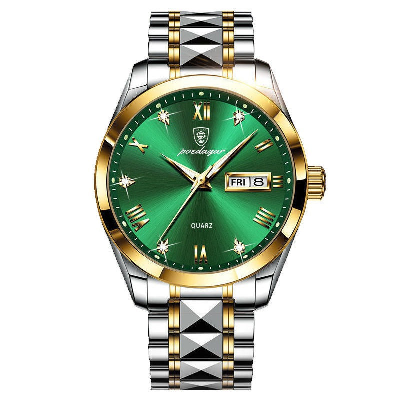 Reloj de Hombre Suizo Impermeable con Doble Calendario y Brillo