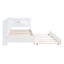Wooden Twin Size DayBed with Twin Trundle, DayBed with Storage Shelf and USB Charging Ports,White - Korvel