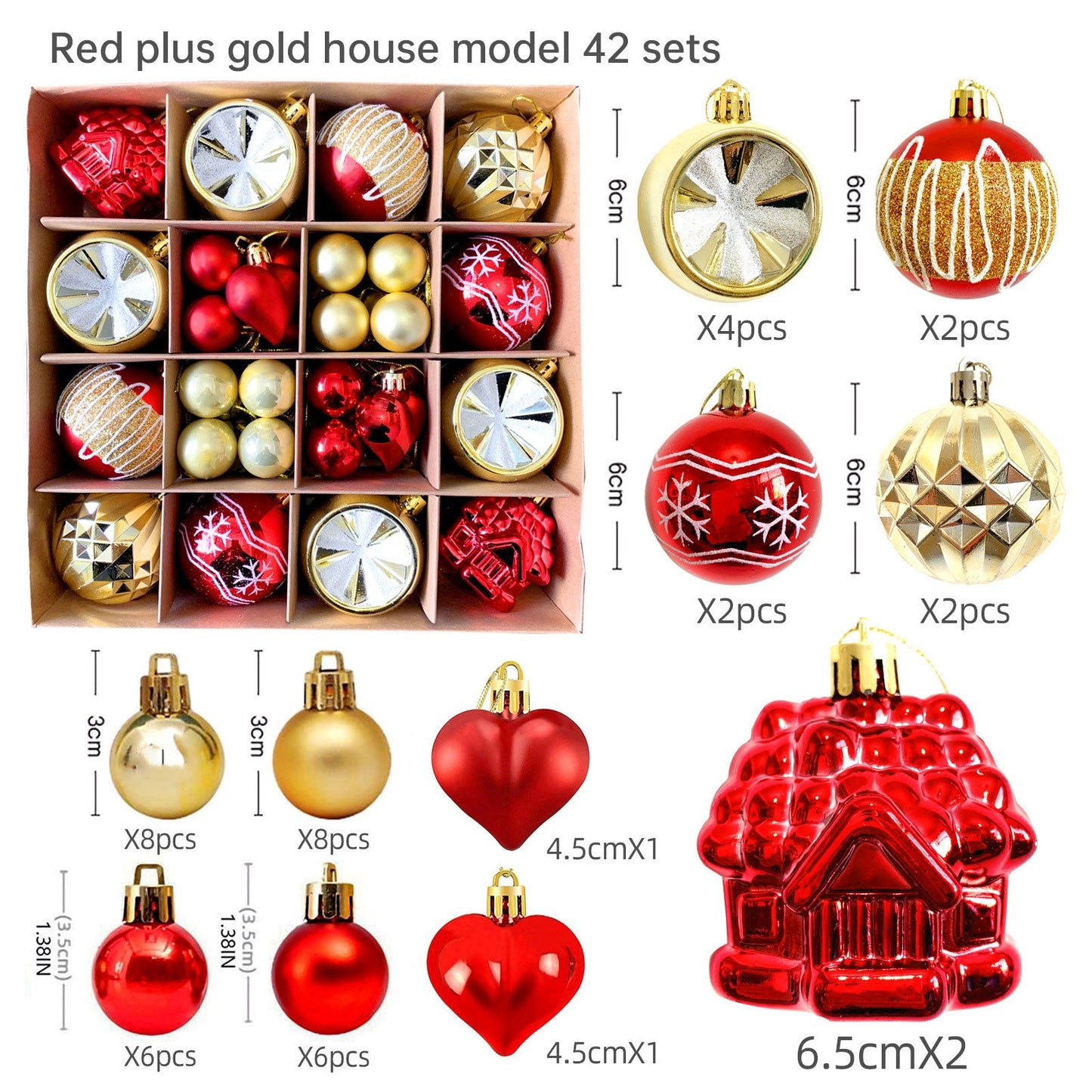 Christmas decoration 6cm electroplated ball plastic ball special-shaped painted Christmas ball gift Christmas tree pendant - Korvel